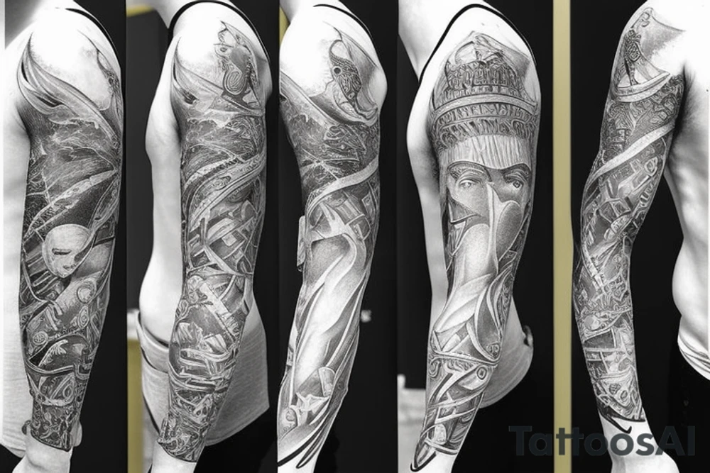 Sleeve with the greek god atlas tattoo idea
