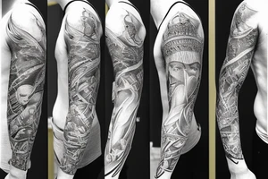Sleeve with the greek god atlas tattoo idea