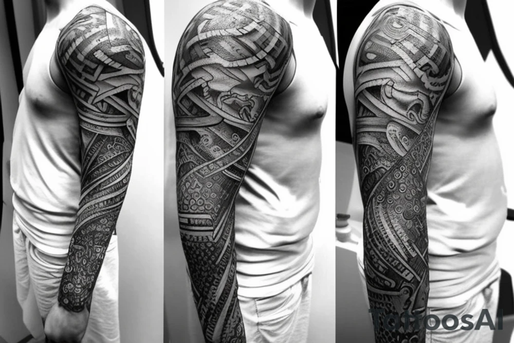 Sleeve with the greek god atlas tattoo idea