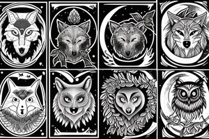 a wolf howls at the moon and an owl flies by tattoo idea