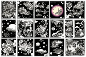 A galaxy with all the vegetation and a cloudy sky at sunset tattoo idea