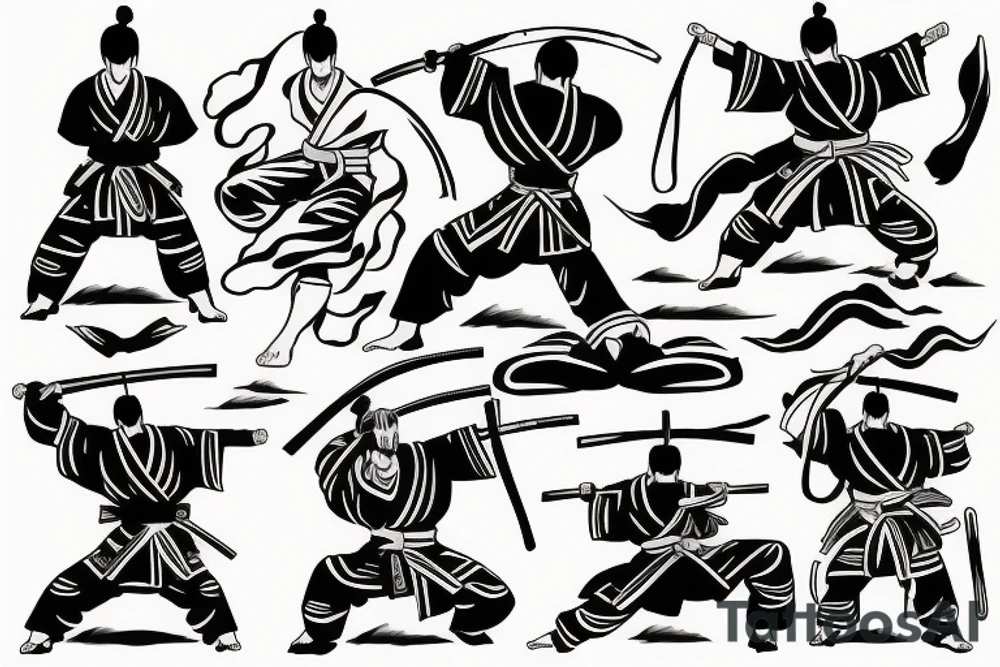 Japanese style martial arts samurai rising sun tattoo idea