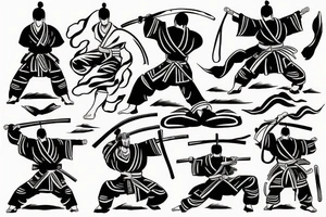 Japanese style martial arts samurai rising sun tattoo idea
