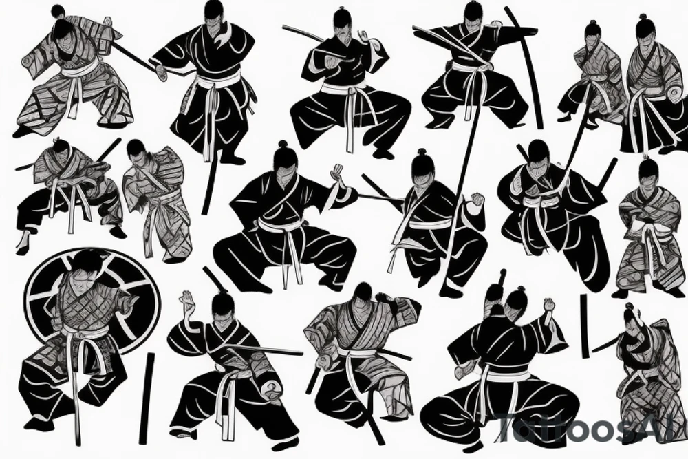 Japanese style martial arts samurai rising sun tattoo idea