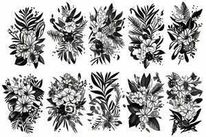 Jungle rainforest floral half sleeve tattoo idea