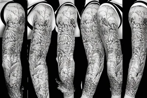 Jungle rainforest floral half sleeve tattoo idea