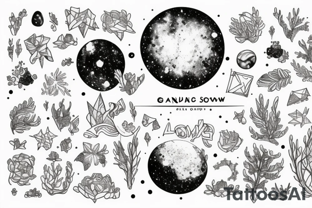 A galaxy full of snow and plants tattoo idea