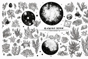 A galaxy full of snow and plants tattoo idea