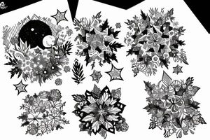 A galaxy full of snow and plants tattoo idea