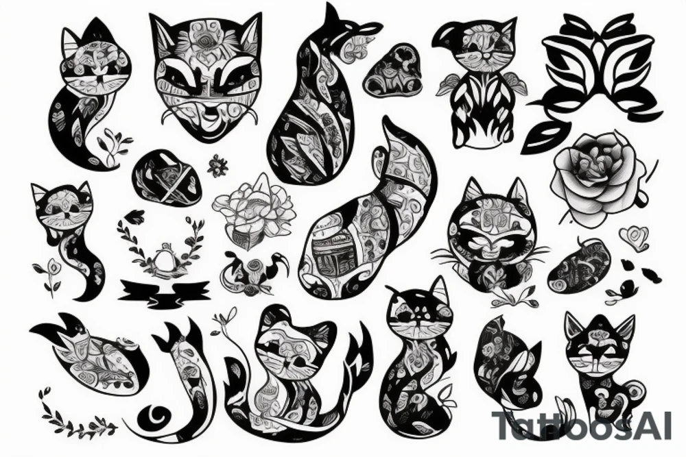 кошка меч tattoo idea