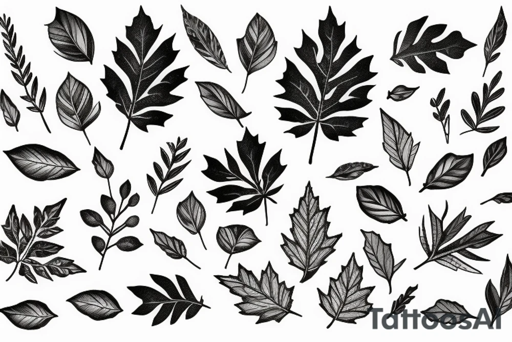 picture frame of leafs and snow tattoo idea