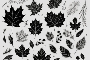 picture frame of leafs and snow tattoo idea