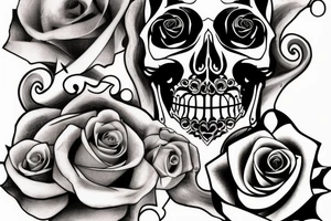hourglass with rose on top part of glass and skull on bottom tattoo idea