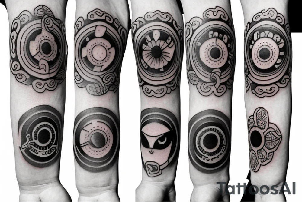 Kekashi Sharingan arm sleeve tattoo idea