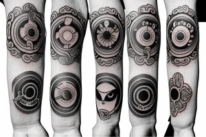Kekashi Sharingan arm sleeve tattoo idea