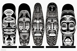 Totem pole with three faces: Carl Jung, Herman Hesse and Fridrich Nietzsche tattoo idea