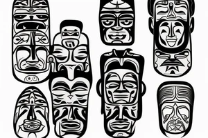 Totem pole with three faces: Carl Jung, Herman Hesse and Fridrich Nietzsche tattoo idea