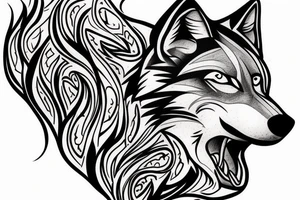 Head of a Wolf. One side detailed the other sketchy tattoo idea