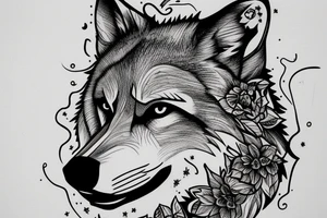 Head of a Wolf. One side detailed the other sketchy tattoo idea