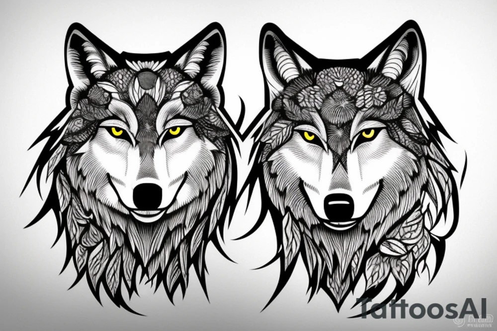 Head of a Wolf. One side detailed the other sketchy tattoo idea