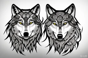 Head of a Wolf. One side detailed the other sketchy tattoo idea