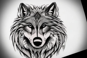 Head of a Wolf. One side detailed the other sketchy tattoo idea