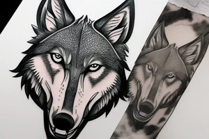 Head of a Wolf. One side detailed the other sketchy tattoo idea