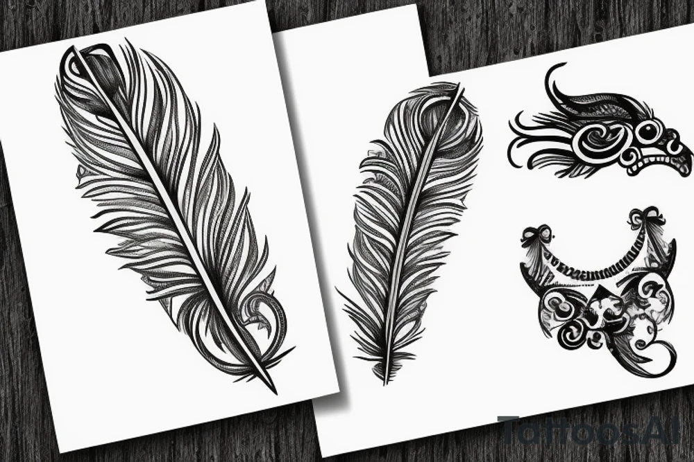 bracelet with feather and teeth tattoo idea
