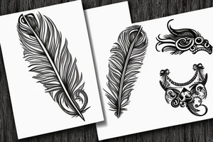bracelet with feather and teeth tattoo idea
