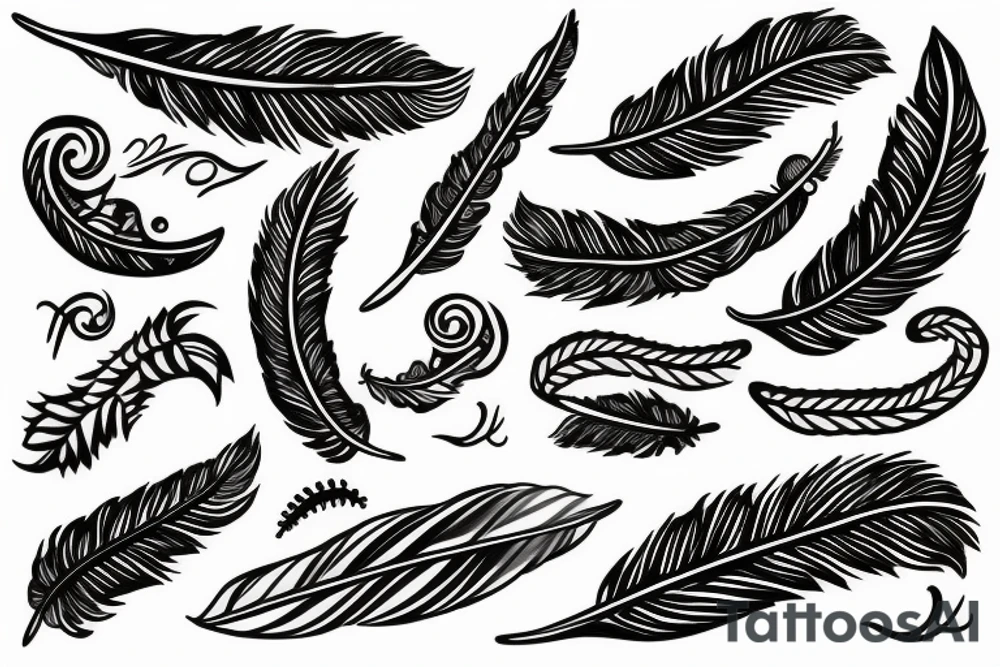 bracelet with feather and teeth tattoo idea
