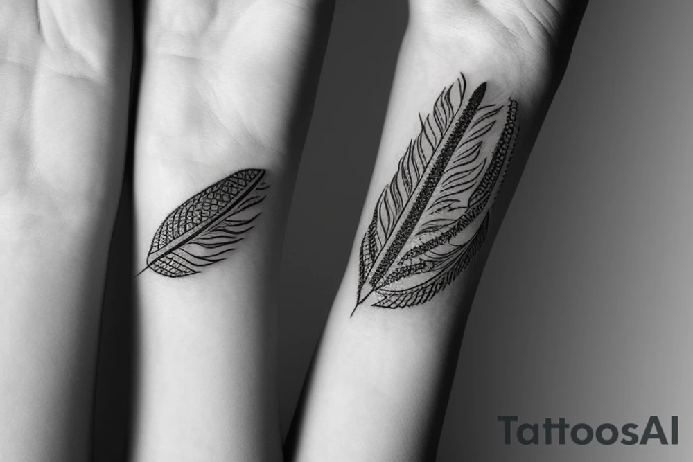 bracelet with feather and teeth tattoo idea