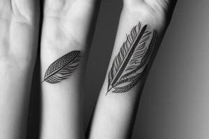 bracelet with feather and teeth tattoo idea