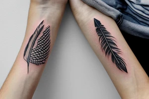 bracelet with feather and teeth tattoo idea