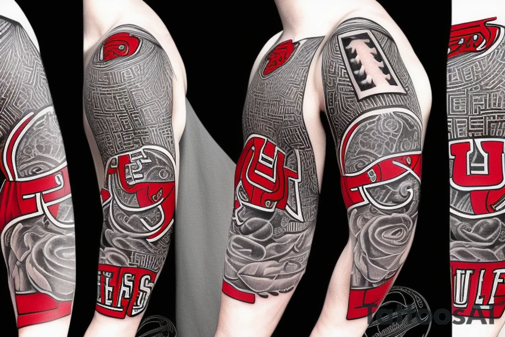 Maze sleeve incorporating the Chicago bulls and other life events tattoo idea