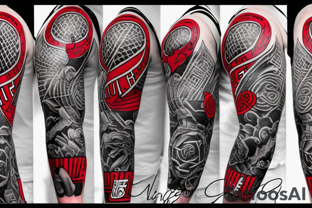 Maze sleeve incorporating the Chicago bulls and other life events tattoo idea