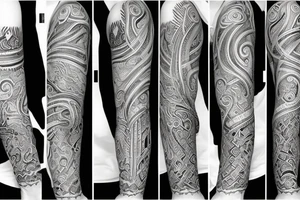 Maze sleeve psychedelic style telling a story of life events tattoo idea