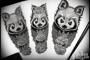 red panda with asian food tattoo idea