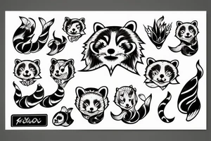 red panda with asian food tattoo idea