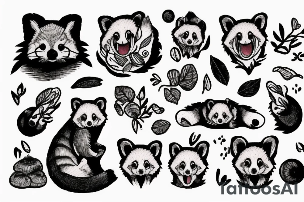 red panda with food tattoo idea
