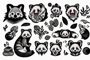 red panda with food tattoo idea