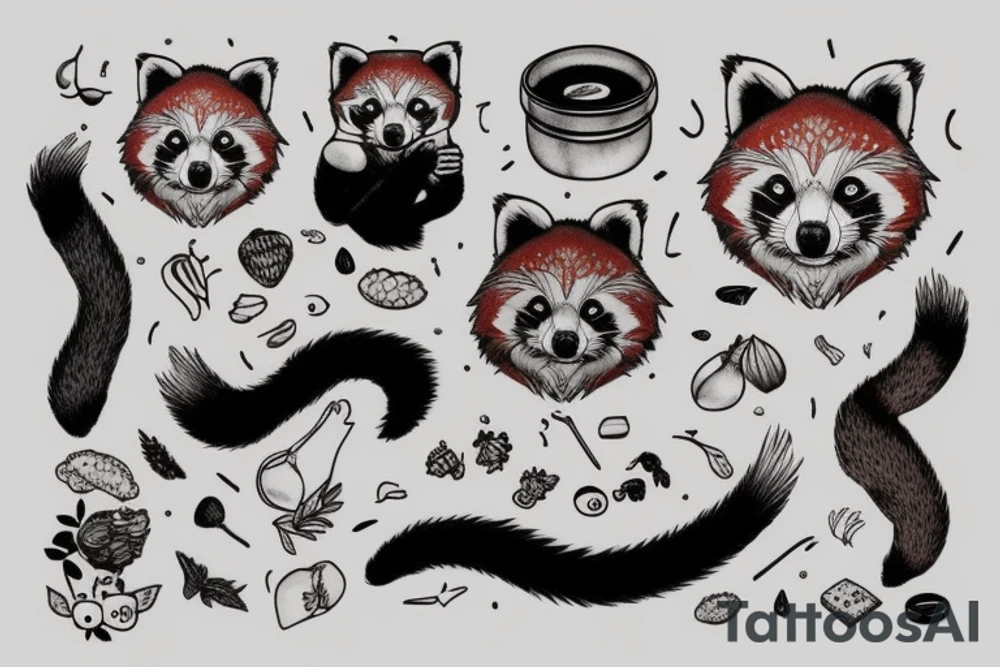 red panda with food tattoo idea