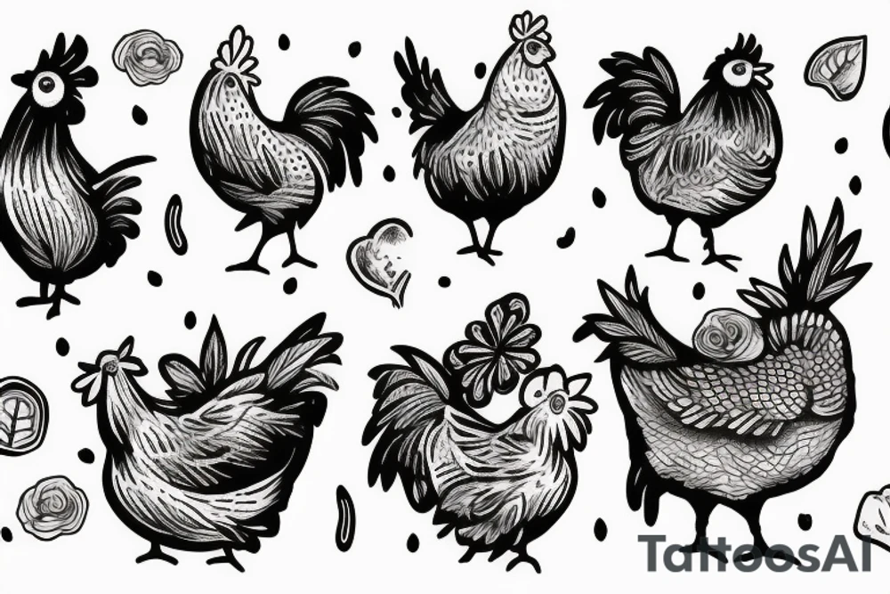 cute chicken vintage style tattoo idea