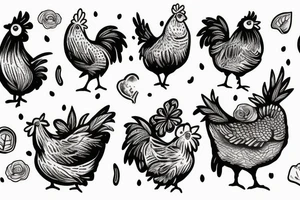 cute chicken vintage style tattoo idea