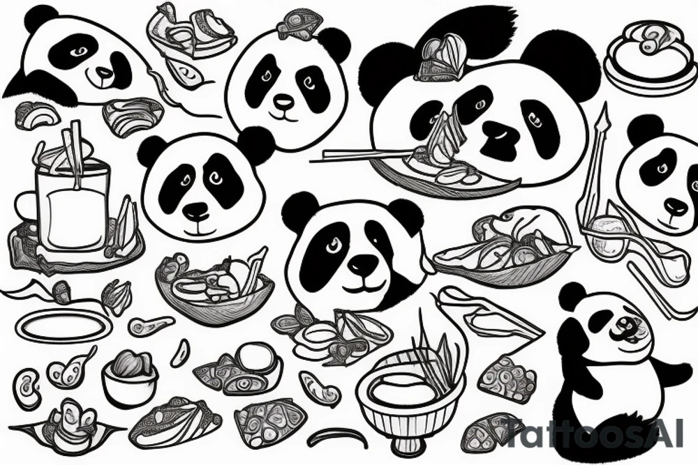 panda with food tattoo idea