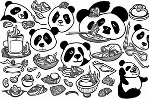 panda with food tattoo idea