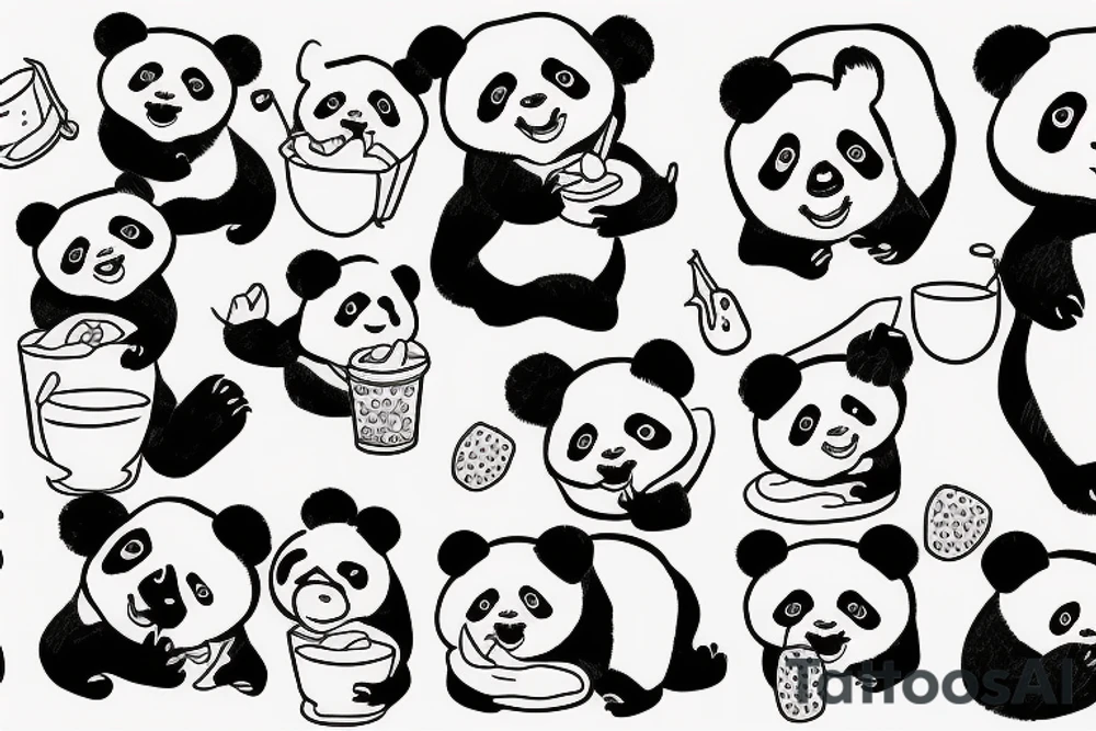 panda with food tattoo idea