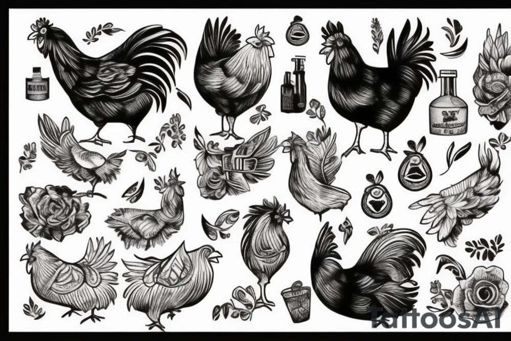 beautiful chicken vintage style tattoo idea