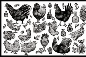 beautiful chicken vintage style tattoo idea