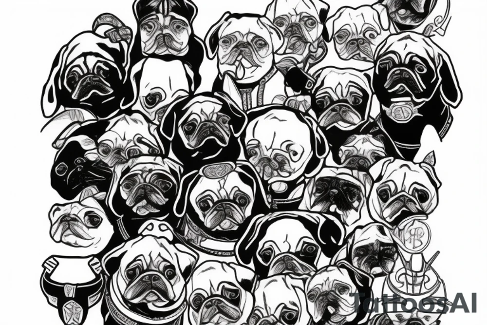 pug in full samurai armor tattoo idea