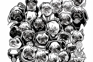 pug in full samurai armor tattoo idea